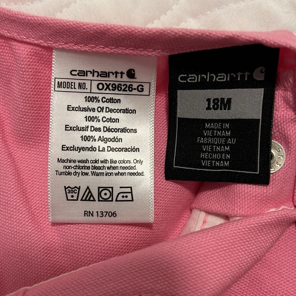 NEW Carhartt Girls Pink Overalls ( size 18 months ) - Picture 8 of 10